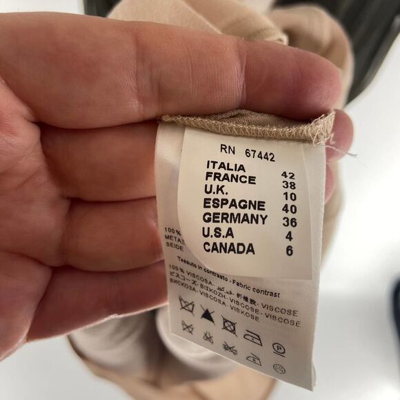 Alysi green cream bottom sleeveless pleat shift mini dress NWT Womens 4 - Picture 4 of 7